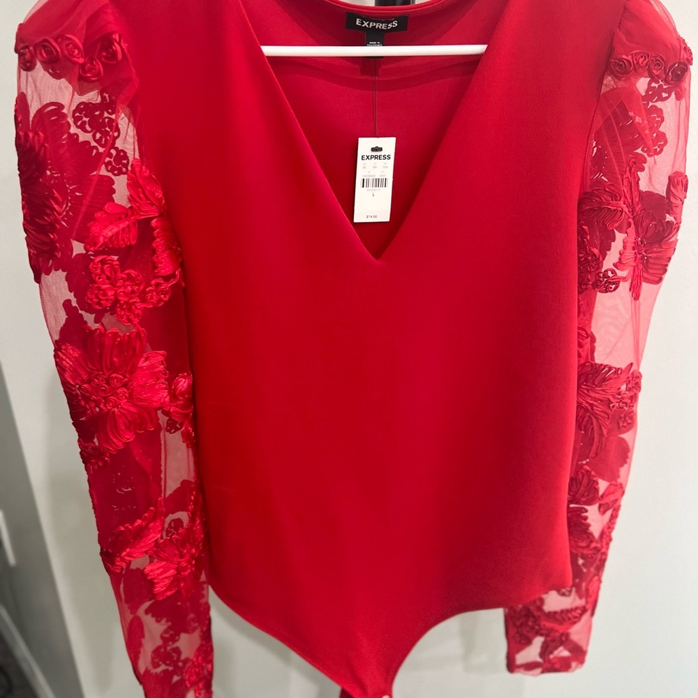 Express Floral Embroidered Bodysuit